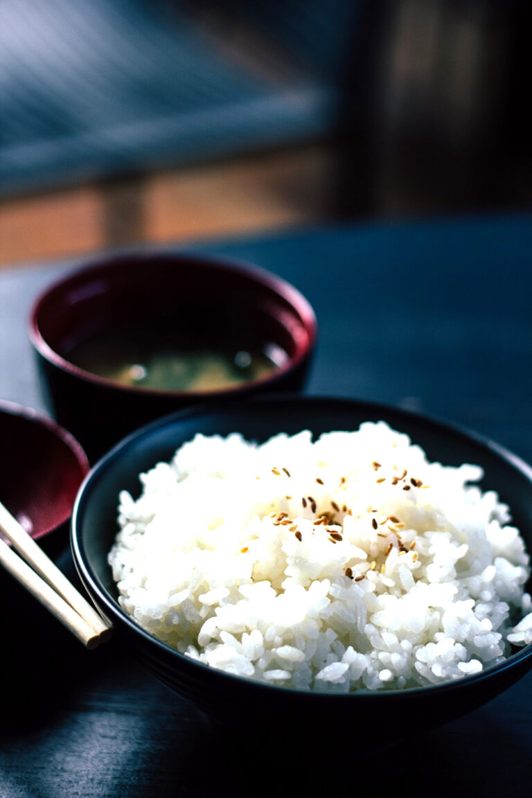 Sesame Infusion: Rice Delight Served in a Black Bowl